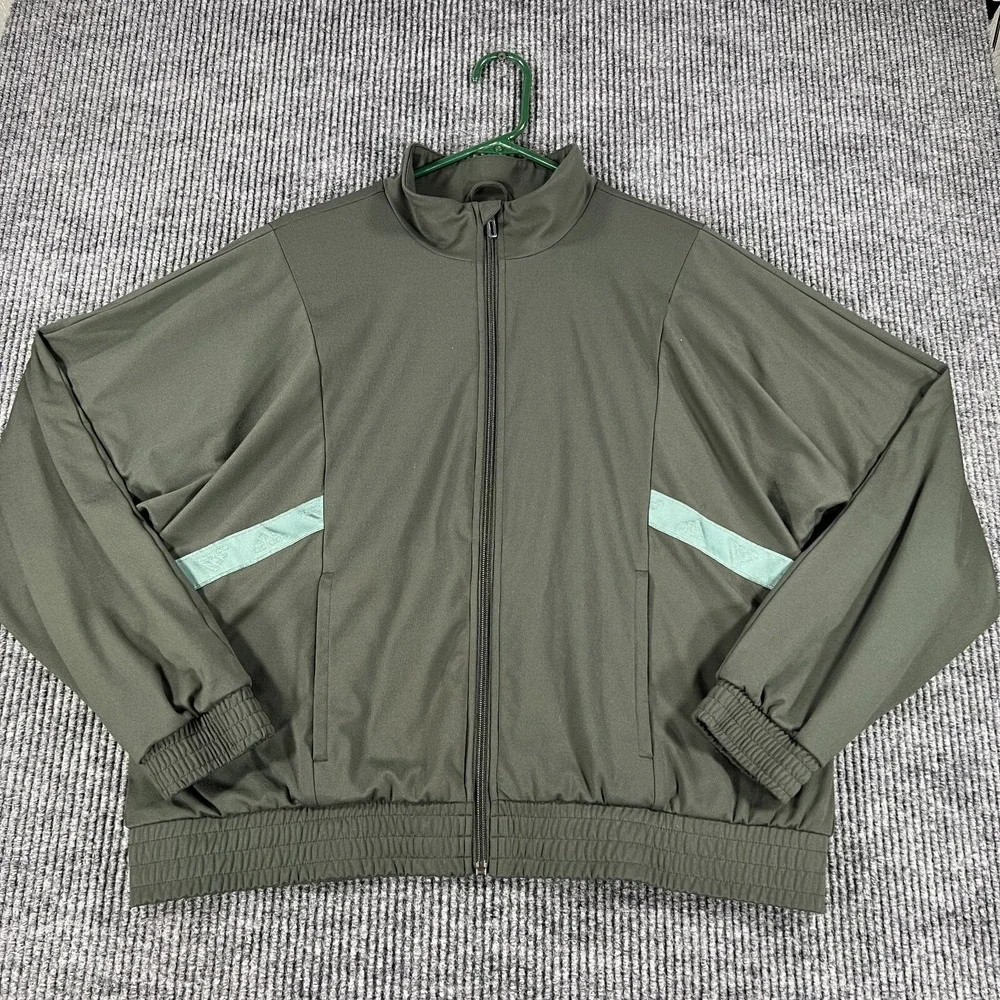 Adidas Jacket Womens Large Green Long Sleeve Full Zip Mock Neck Active Outdoor